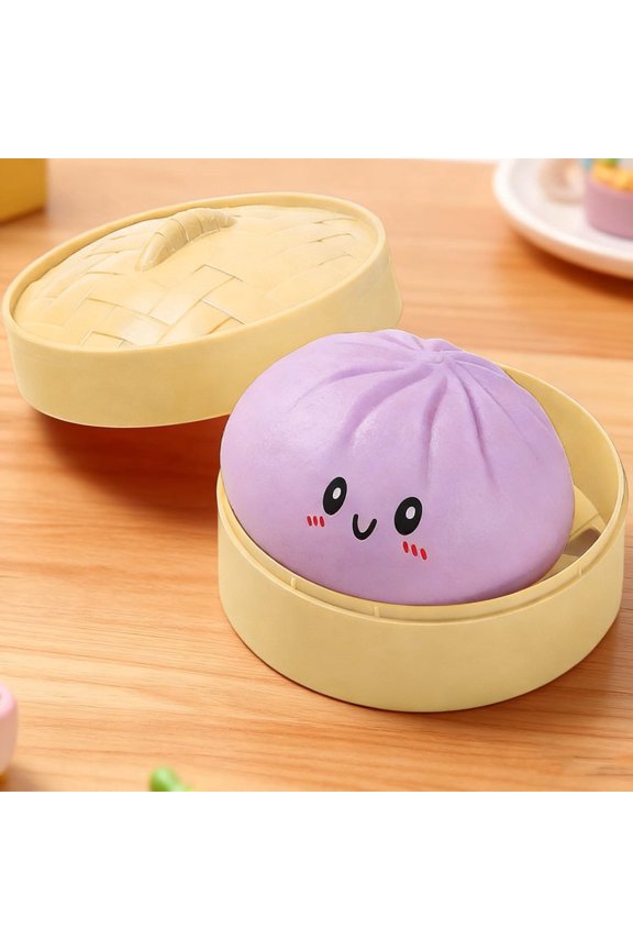 Soft Squeeze Decompression Dough, Giant Glitter Dumpling, Giant Dumpling, Mega Rainbow Dumplings, Large Stress Relief Sensory Ball for Adults & Teen, Anxiety Relief Fidget(With Steamer)