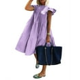thumbnail image 1 of ELFINDEA Summer Dresses for women 2024 Round Neck Casual Short Sleeve Ruffle-Trim Dresses Plus Size Purple 4XL, 1 of 2
