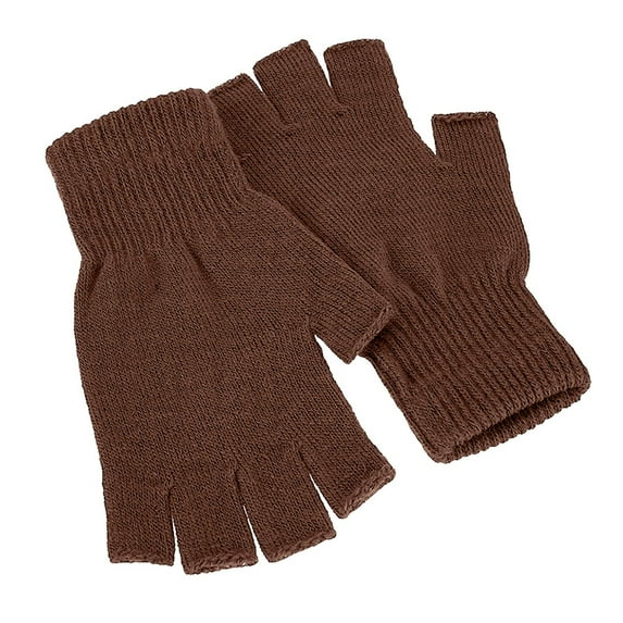 ELFINDEA Unisex Half Finger Knitted Open Finger Warm Elastic Winter Gloves Beige