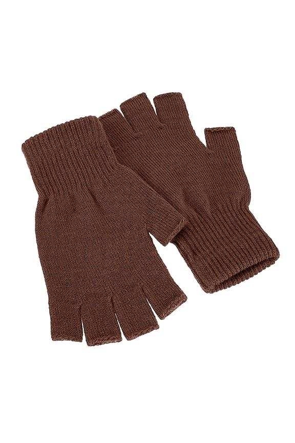ELFINDEA Unisex Half Finger Knitted Open Finger Warm Elastic Winter Gloves Beige