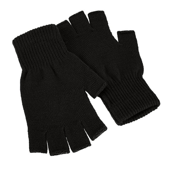 ELFINDEA Unisex Half Finger Knitted Open Finger Warm Elastic Winter Gloves Black