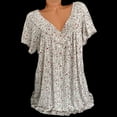 thumbnail image 1 of ELFINDEA Womens Plus Blouses & Tunics Fall Autumn Size Short Sleeves V-Neck Print Pullover Shirt Womens Tops White 5X, 1 of 5