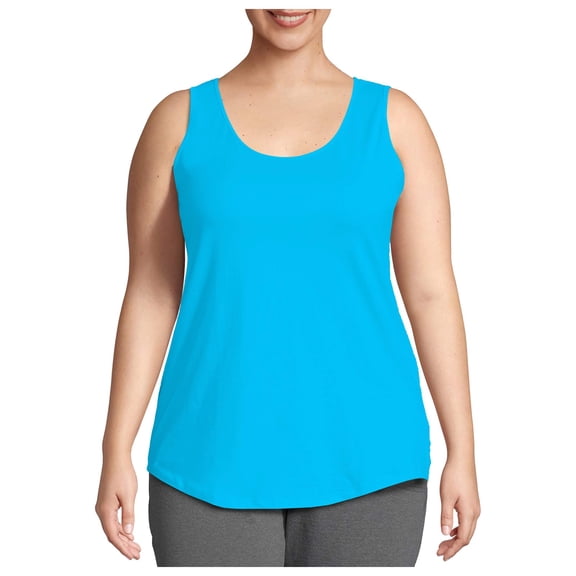 ELFINDEA Womens Tops Plus Size Tank Tops For Summer Tank Tops Loose Fit Casual Camisole Shirttail Tank Cyan 3X