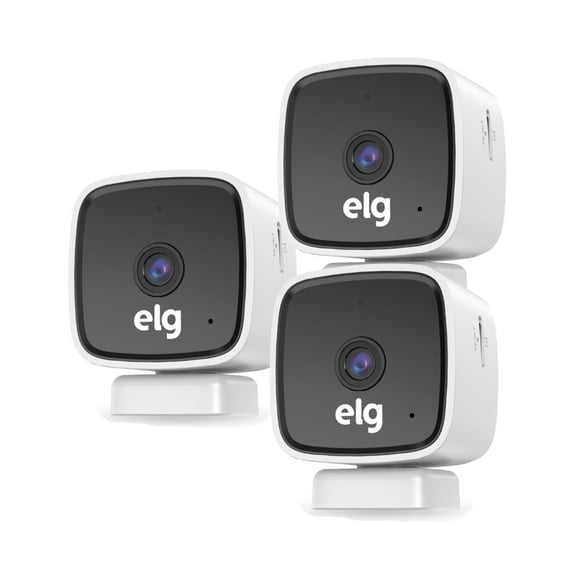 ELG Smart Indoor Camera 1080p HD WiFi Security Motion Detection Night Vision SOS Button Three Unit