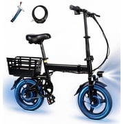 ELHIXNH 14 Inch Folding Ebike for Adults, 500W & 350WH, 19.9mph, 35 Miles, UL2849, Electric Commuter Bicycle with Basket