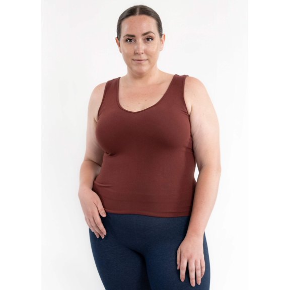 ELIETIAN Reversible Seamless Shaping Tank Top – One Size Curvy Fit/Plus Size 12-22, 4-Way Stretch, Breathable Comfort