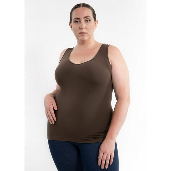 ELIETIAN Reversible Seamless Shaping Tank Top – One Size Curvy Fit/Plus Size 12-22, 4-Way Stretch, Breathable Comfort