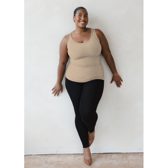 ELIETIAN Reversible Seamless Shaping Tank Top – One Size Curvy Fit/Plus Size 12-22, 4-Way Stretch, Breathable Comfort