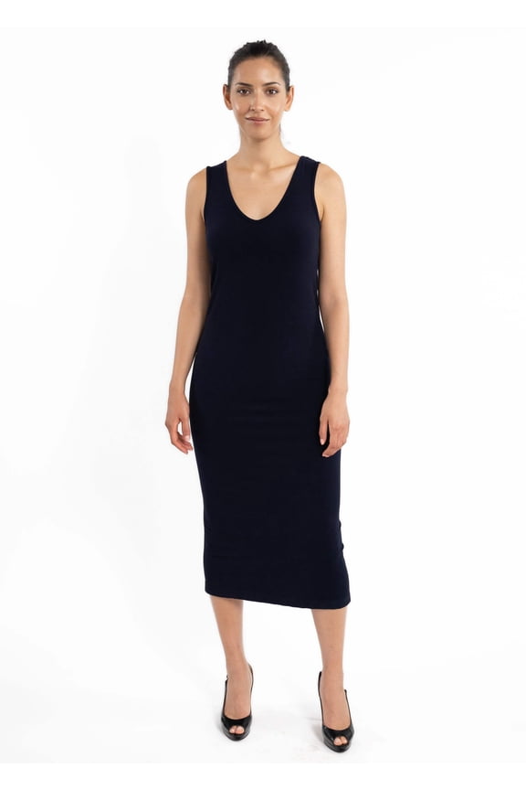 Women's Reversible Sleeveless Midi Dress with Slit – One Size 0-14, Seamless, Smoothing & Supportive