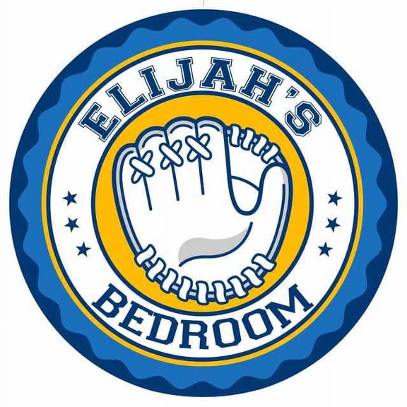 ELIJAH'S Baseball Glove Bedroom 12" Round Metal Sign Boys Room 200120029030