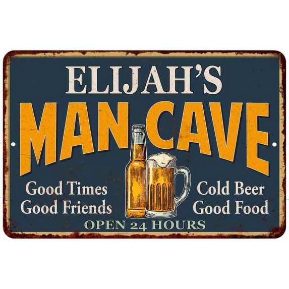 ELIJAH'S Man Cave Metal Sign Green Gift 8x12 208120012494