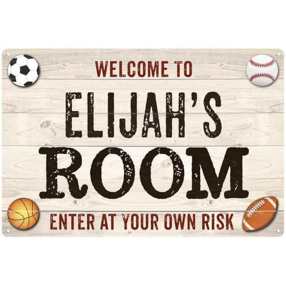 ELIJAH'S Room Kids Bedroom Sign Boy's Gift 8x12 Metal 108120090032