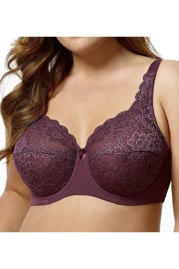 Plum Full Coverage Stretch Lace Underwire Bra, US 36F, UK 36E, NWOT