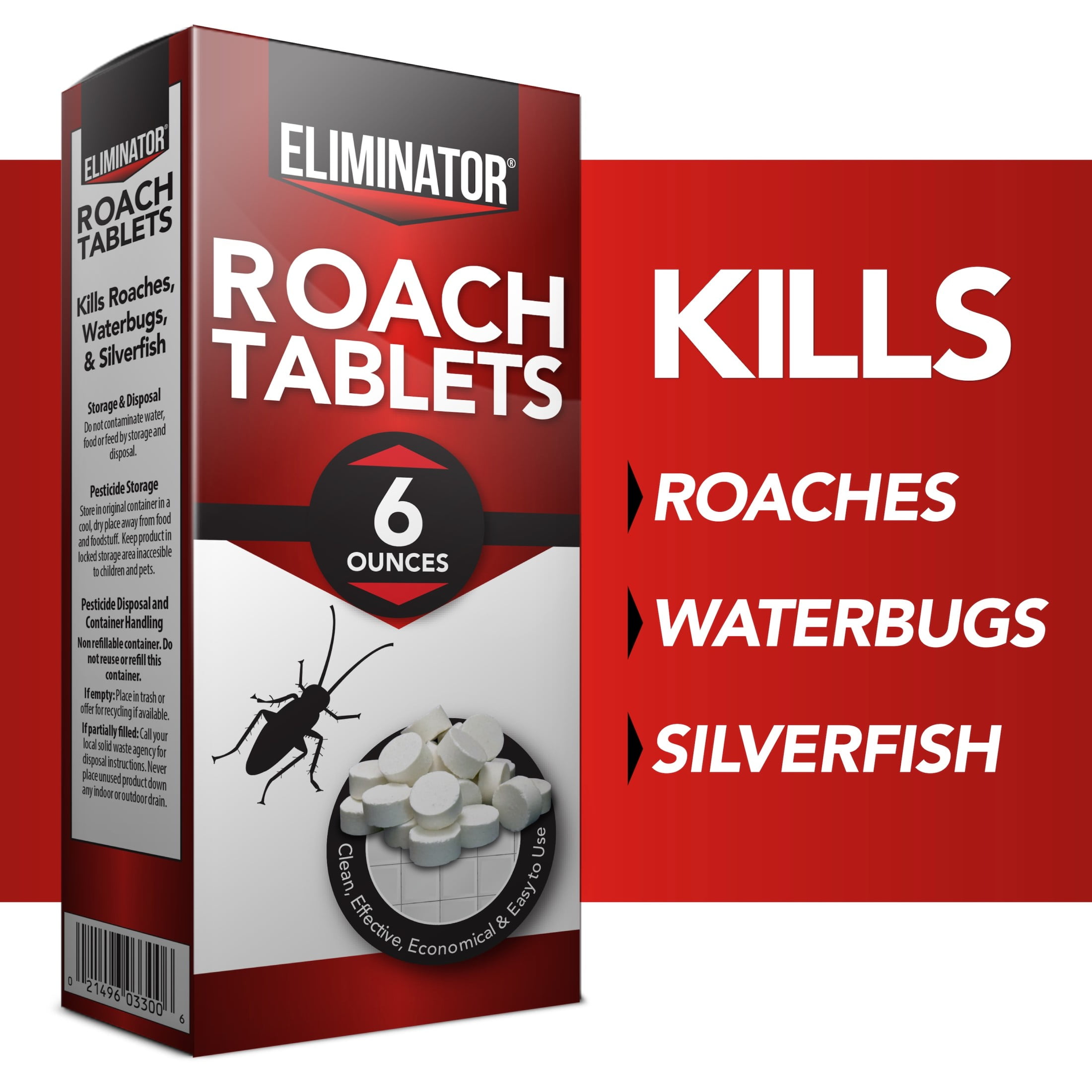 Eliminator Roach Tablets 6 Ounce, Boric Acid, - Kills Roaches