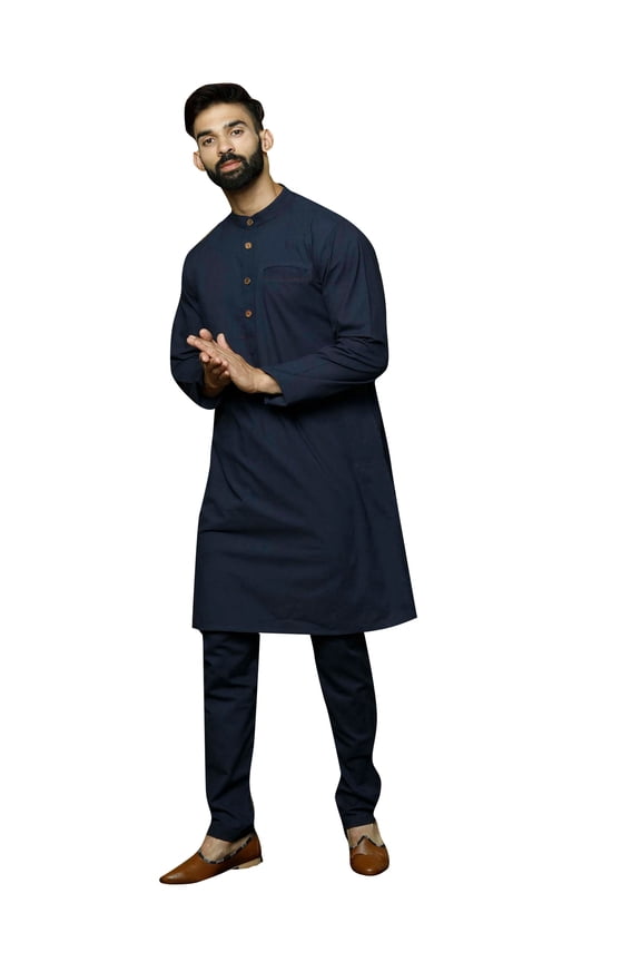 Men's Cotton Kurta Pajama Set Tunic Indian Festival Traditional Wear