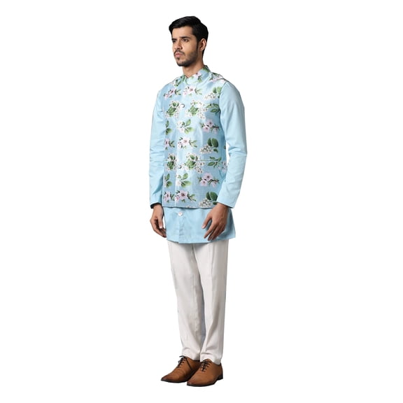 ELINA FASHION Men's Indian Raw Silk Kurta Pajama And Nehru Jacket (Waistcoat) || Wedding Ethnic Diwali Puja Set