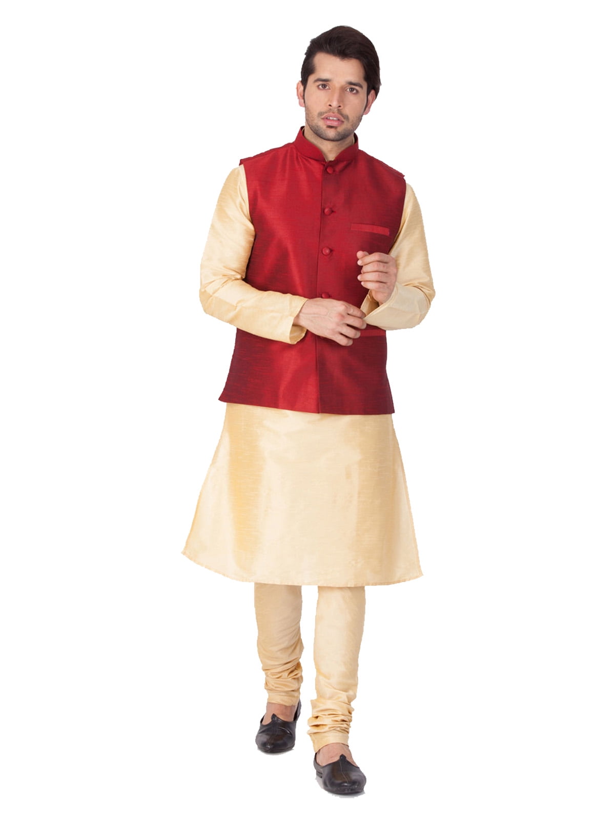 ELINA FASHION Men s Indian Silk Blend Kurta Pajama And Nehru Jacket Waistcoat Wedding Traditional Diwali Dress Set