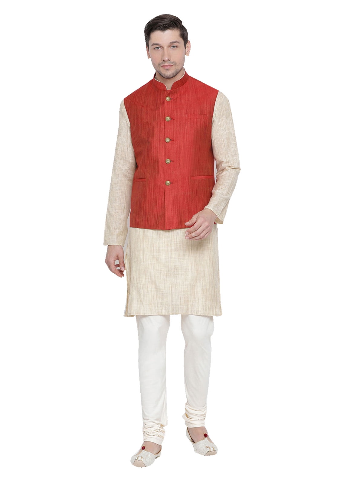 Elina Fashion Men s Indian Silk Blend Kurta Pajama and Nehru Jacket