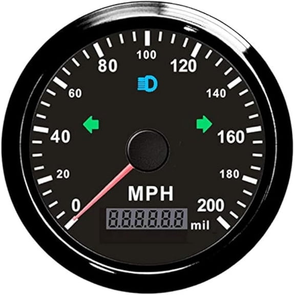ELING Universal Auto Speed Gauge 0-200 MPH GPS Speedometer Adjustable Odometer Overspeed Alarm 85MM 12V 24V with Backlight for Racing Car Motorcycle