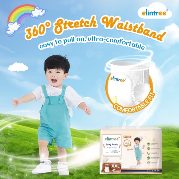 ELINTREE Premium Baby Pull Up Pants Diapers Size XXL 42 Count High Absorbency