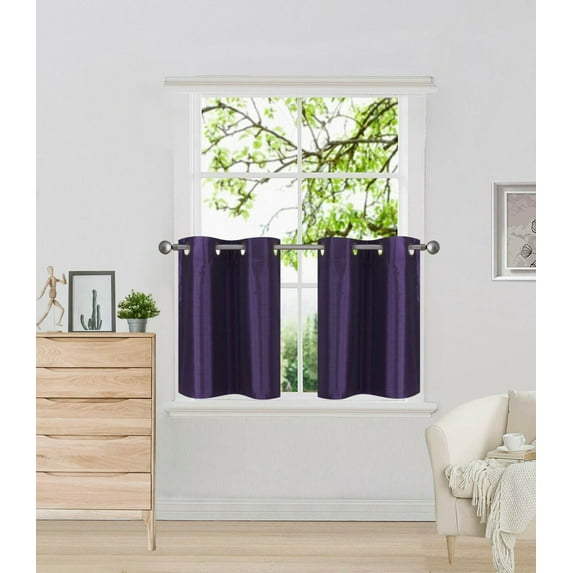 ELIO PURPLE SOLID COLOR 100% BLACKOUT THERMAL WINDOW GROMMEST CURTAIN PANEL BLACK BACKING EFFICIENT ENERGY SIZE : 30" WIDE X 36" LENGTH EACH PANEL