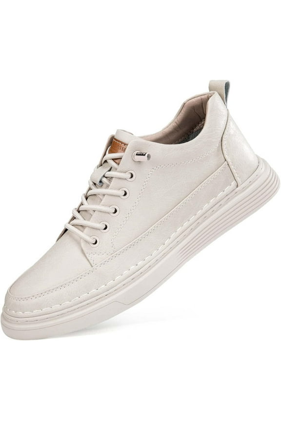 Elevator Shoes for Men Height Increase, Men's Invisible Height Increasing Elevator Shoes 2.5 Inches Taller Height Sneakers Leather Casual Shoes with Height Increase Insoles