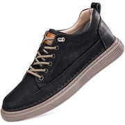 ELIOGN Elevator Shoes for Men Height Increase, Mens Invisible Height Increasing Elevator Shoes 2.5 Inches Taller Height Sneakers Leather Casual Shoes with Height Increase Insoles