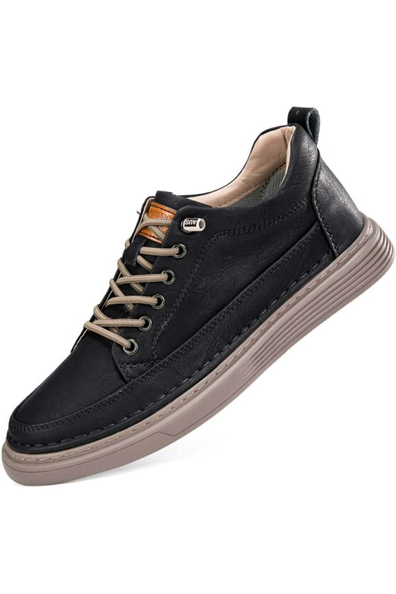 Elevator Shoes for Men Height Increase, Men's Invisible Height Increasing Elevator Shoes 2.5 Inches Taller Height Sneakers Leather Casual Shoes with Height Increase Insoles