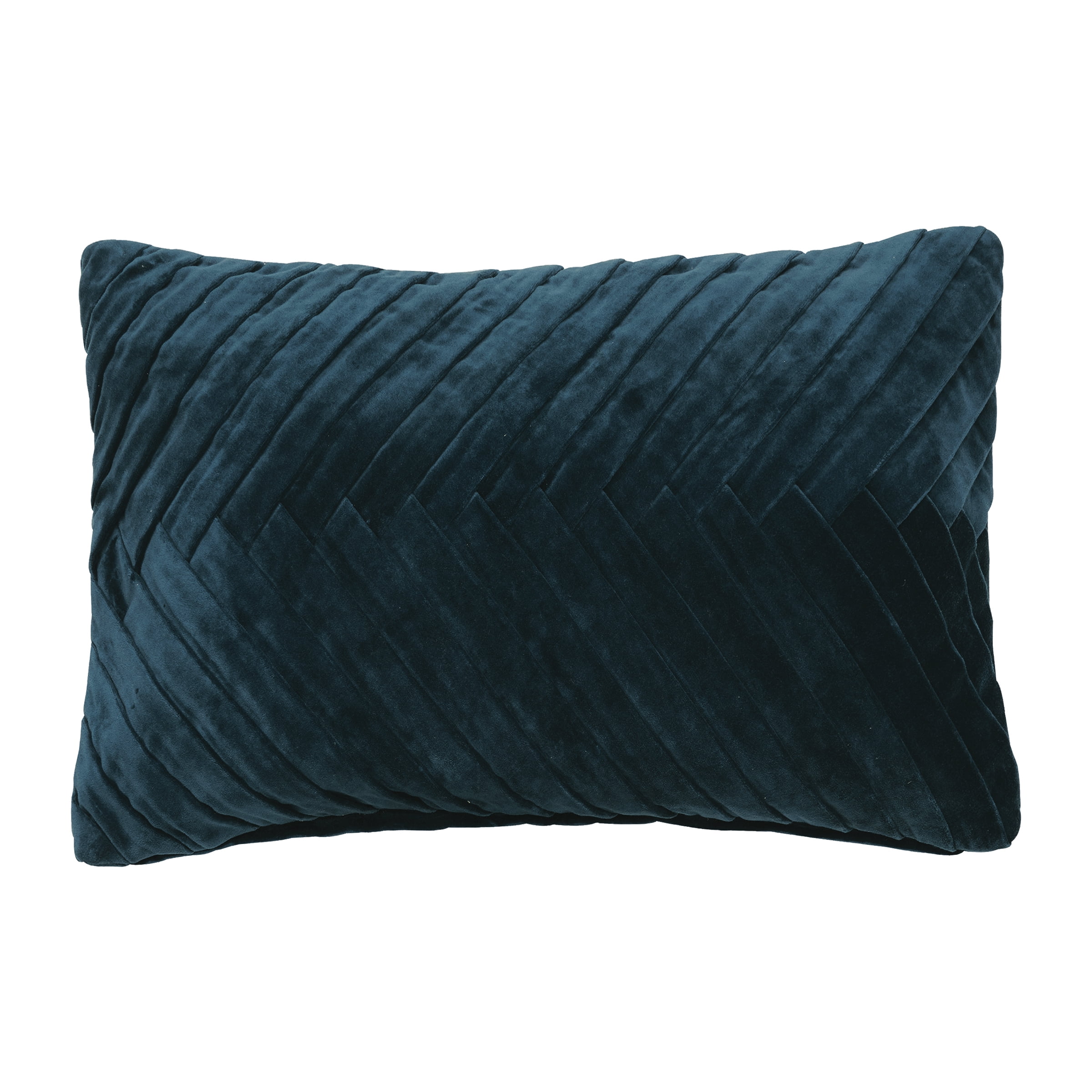 Carine Ink Blue Cotton Velvet Rectangular Pillow 14in x 22in