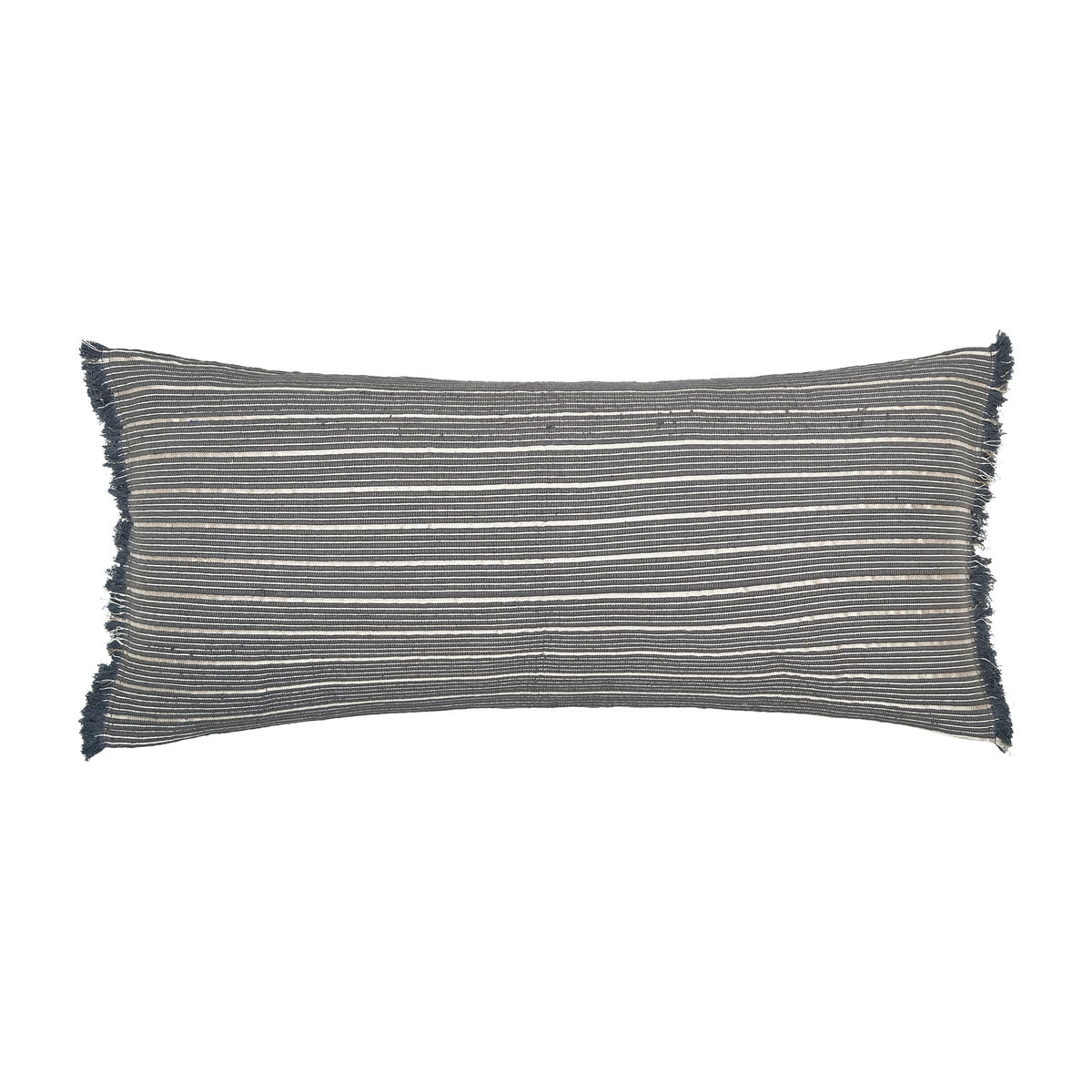 Idora Shale Gray Handwoven Cotton Striped Throw Pillow