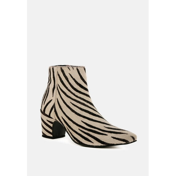 ELISSA Zebra Print Ankle Boots