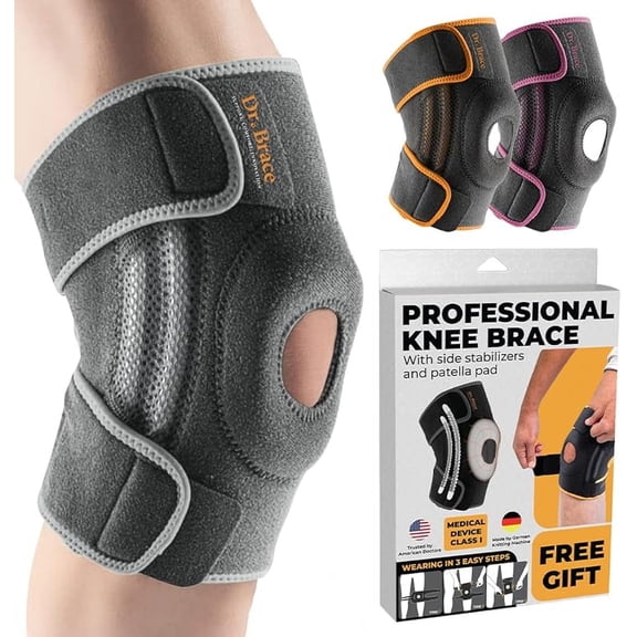 ELITE Knee Brace with Side Stabilizers & Patella Gel Pads for Maximum Knee Pain Support and fast recovery for men and women-Please Check How To Size Video (Mercury, Large) : Health & Household
