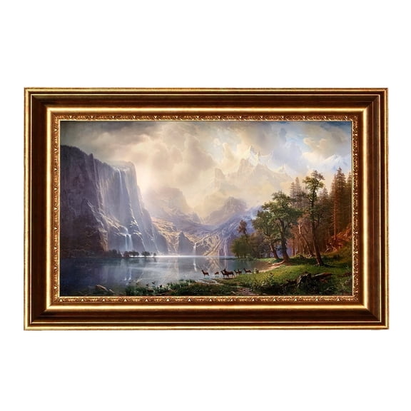 ELITEART-Among The Sierra Nevada Mountains, California by Albert Bierstadt Oil Painting Reproduction Giclee Wall Art Canvas Prints Framed Size:30"x20"