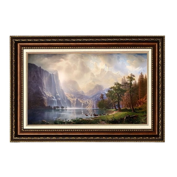 ELITEART-Among The Sierra Nevada Mountains, California by Albert Bierstadt Oil Painting Reproduction Giclee Wall Art Canvas Prints Framed Size:41 1/2"x28"