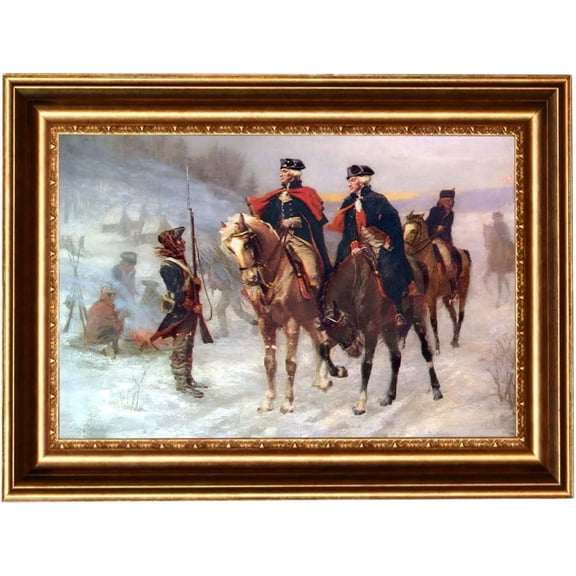 ELITEART-George Washington and Lafayette at Valley Forge Oil Painting Reproduction Giclee Wall Art Canvas Prints-Framed Size:34 1/2" x24 1/2"