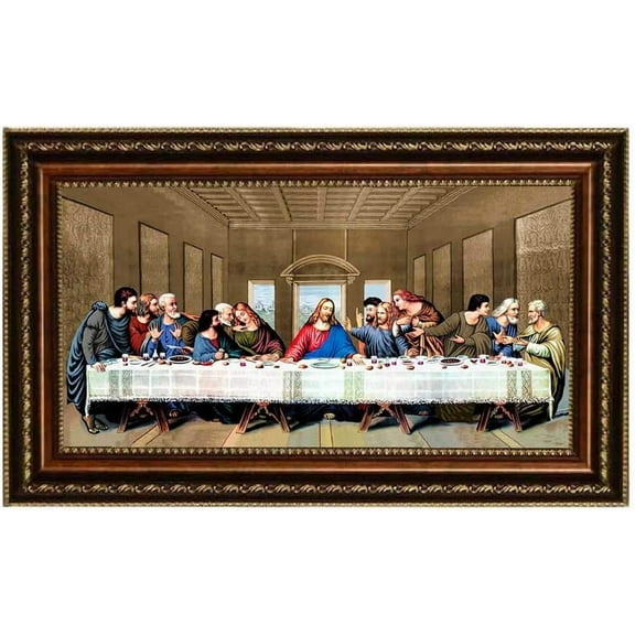ELITEART- Jesus Christ The Last Supper by Leonardo da Vinci Giclee Art Canvas Reproduction Prints for Home Decoration Framed Size:29"x17"