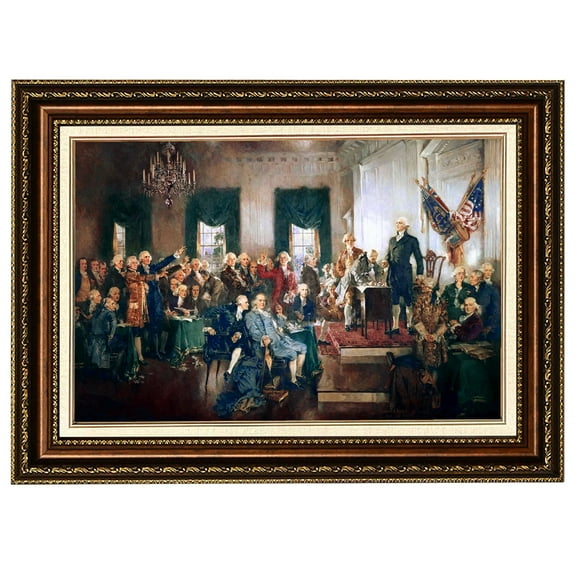 ELITEART- Scene at The Signing of The Constitution of The United States Oil Painting Reproduction Giclee Wall Art Canvas Prints-Framed Size: 30"x 22"