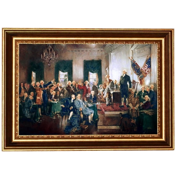 ELITEART- Scene at The Signing of The Constitution of The United States Painting Reproduction Giclee Wall Art Canvas Prints-Framed Size: 29"x 21"