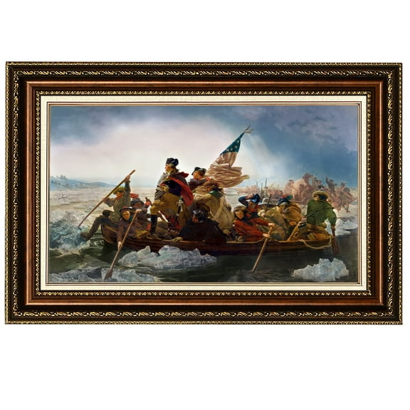 ELITEART- Washington Crossing the Delaware By Emanuel Gottlieb Leutze Oil Painting Reproduction Giclee Wall Art Canvas Prints-Framed Size:30"x21"