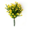 thumbnail image 1 of ELITELITE FLORAL 13" Artificial Boxwood Bouquet with Flower (Yellow), Plastic Faux Boxwood Gennery ( 5pc Tied with String) 8" Wide, 1 of 6