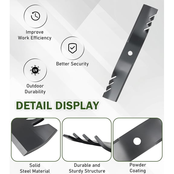ELITEWILL 3 Mower Blade Mulching Blades Set for John Deere 54" Mowers - Steel, Easy Installation, Wide Compatibility