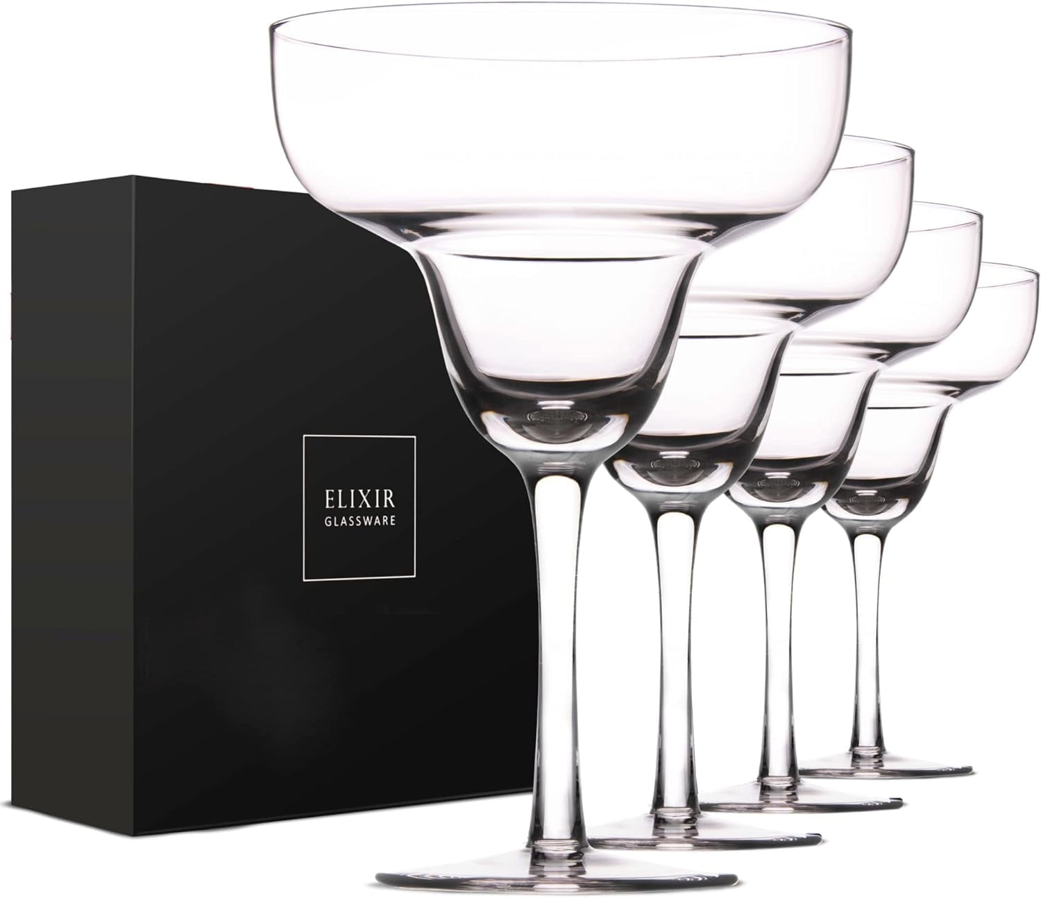 Elixir Handmade Crystal 14.5 oz Margarita Glasses Set of 4