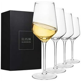 Luna & Mantha White Wine Glasses Set of 4, Crystal Wine Glasses 14oz Hand Blown- Modern Wine Glasses with Stem, Perfect for Red & White- Gift