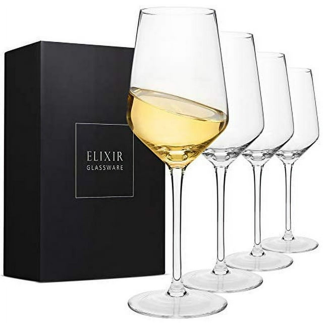 ELIXIR GLASSWARE Crystal Wine Glasses - Set of 4 - 13 oz, Clear ...