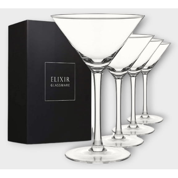 ELIXIR GLASSWARE Martini Glasses Set of 4 - Hand Blown Crystal Martini Glasses