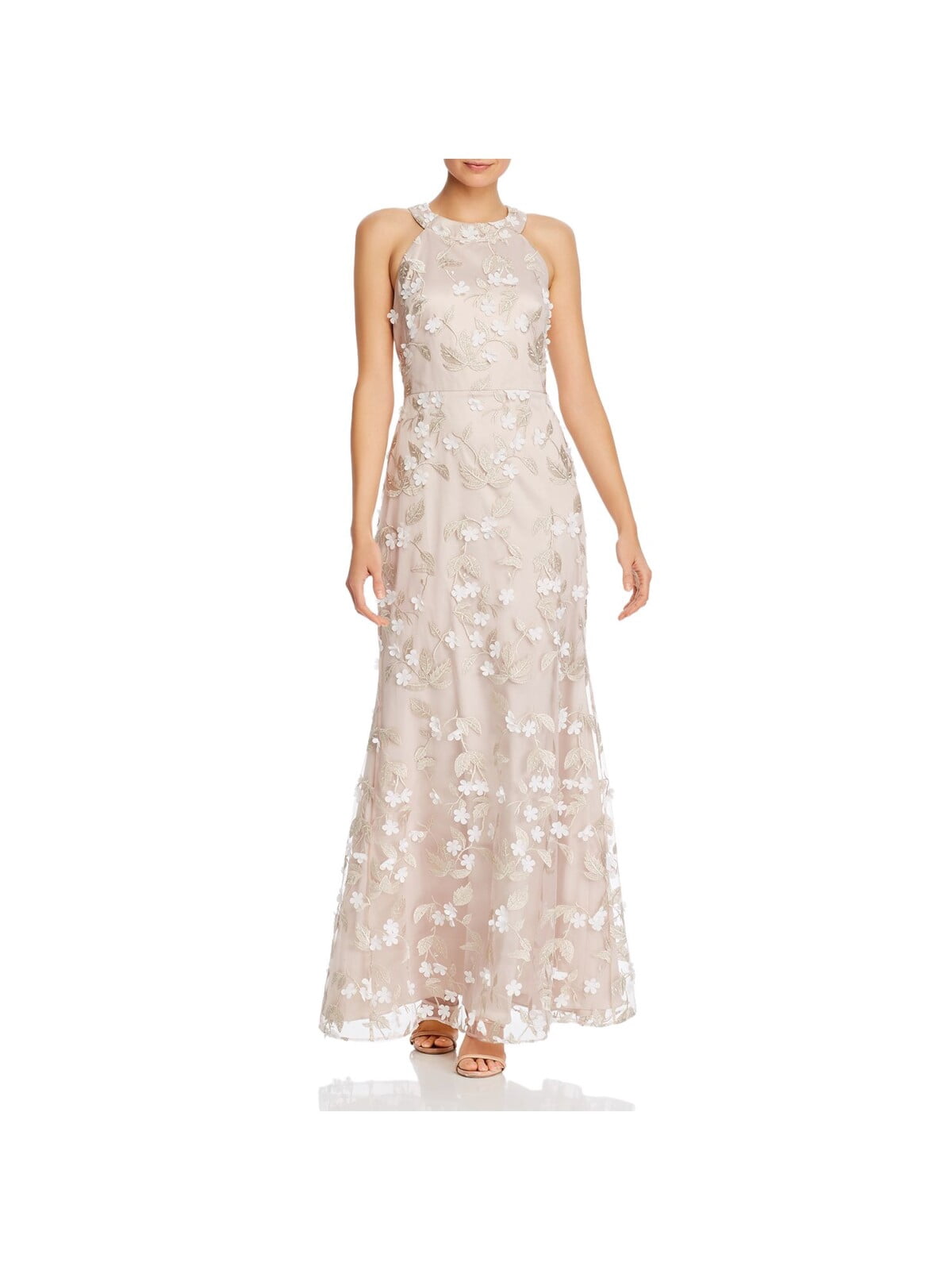 eliza j lace halter dress Eliza J Womens Ladder Stitch Asymmetric Halter Dress