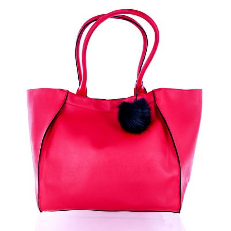 ELIZABETH ARDEN RED TOTE BAG INCLUDES ACRYLIC FAUX FUR POM POM KEYCHAIN Walmart