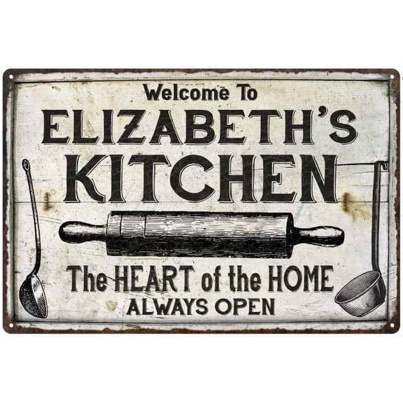 ELIZABETH'S Kitchen Farmhouse Sign 8 x 12 High Gloss Metal 208120033008