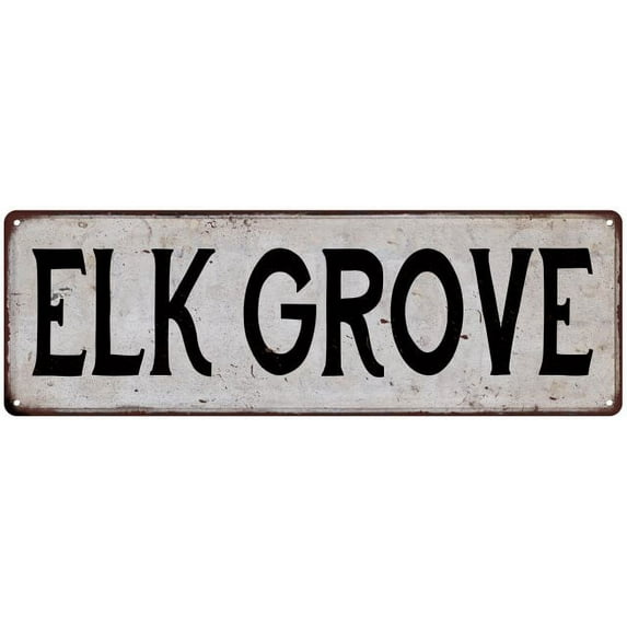 ELK GROVE Vintage Look Rustic Metal City State Sign 6 x 18 Matte Finish Metal 106180041228