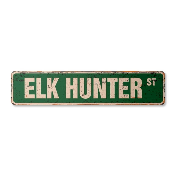 ELK HUNTER Vintage Plastic Street Sign Childrens Name Room Sign | Indoor/Outdoor | 18" Wide